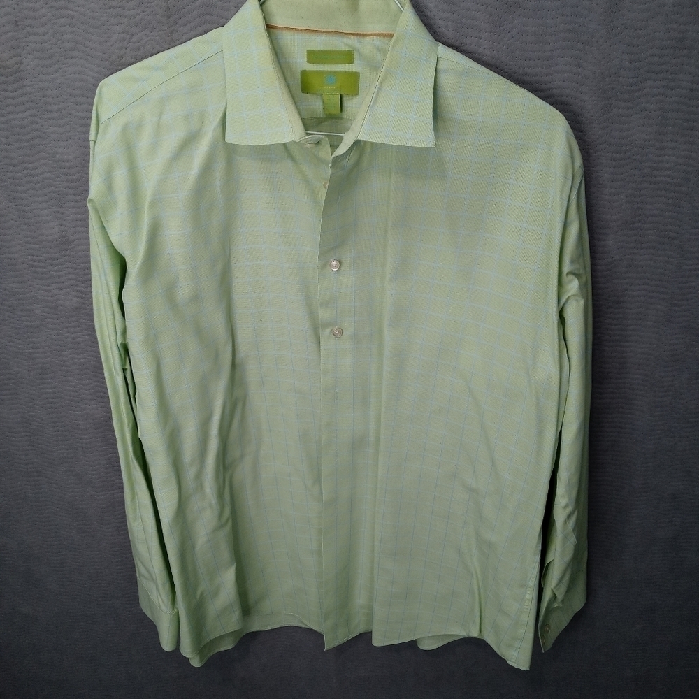 Egara men's long sleeve button front green Egyptia